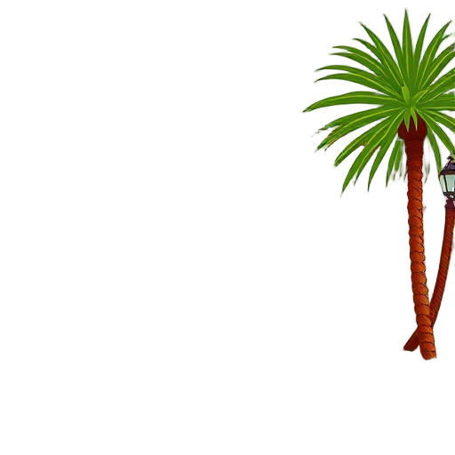 Een groene palmboom met een dikke stam.