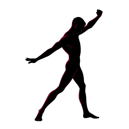 Menselijke silhouet in een dynamische stretchpositie.