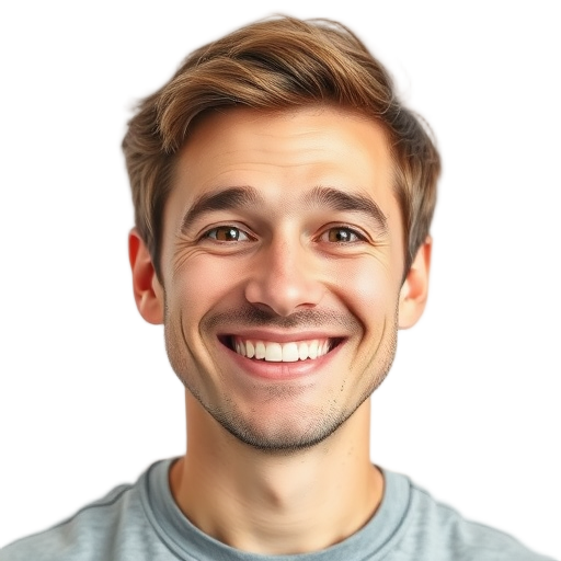 A person smiling to the camera with a white background looking like
