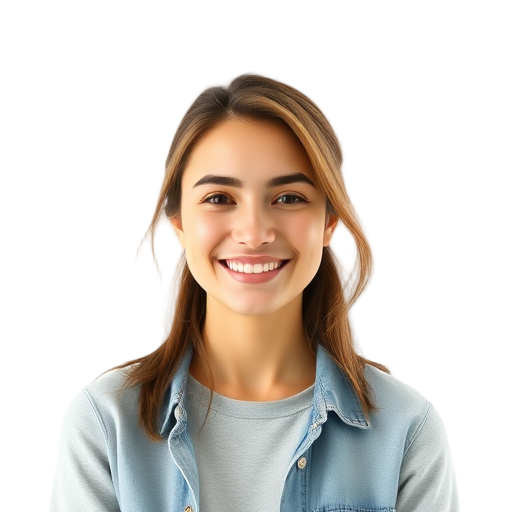 A person smiling to the camera with a white background looking like