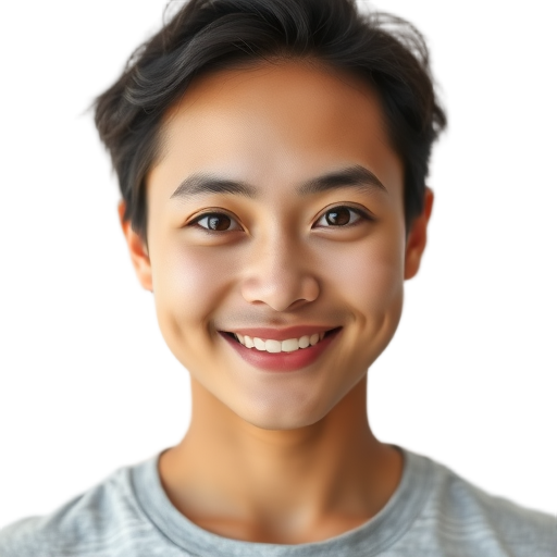 A person smiling to the camera with a white background looking like