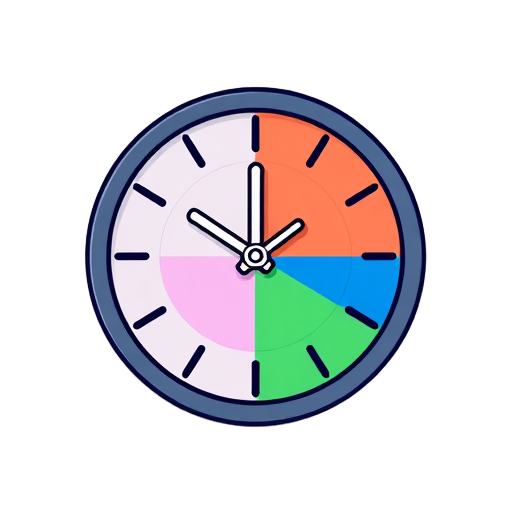 "calendar grid" "clock overlay" "pie chart" "colorful segments" "balanced layout"