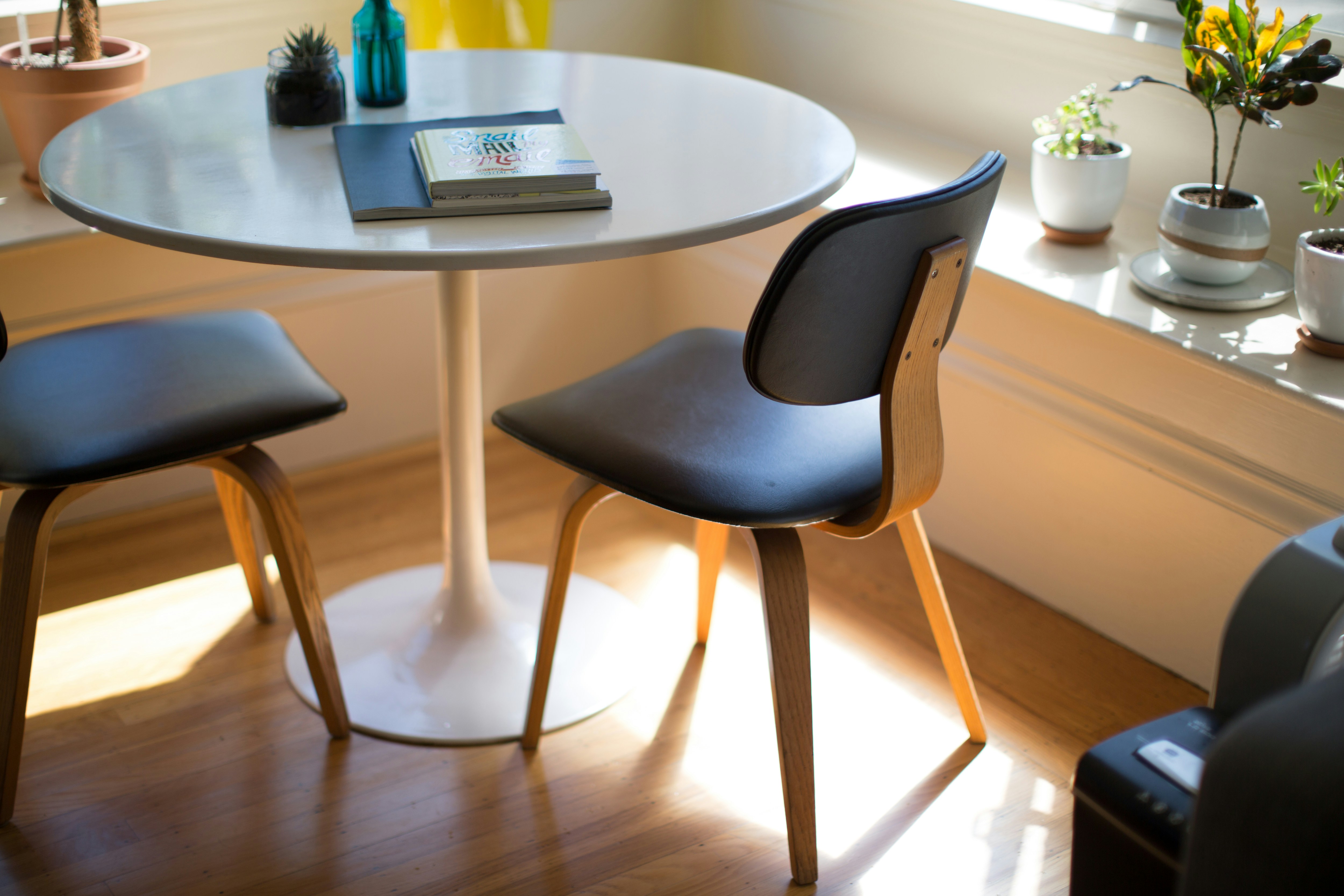 Round table in a bright room