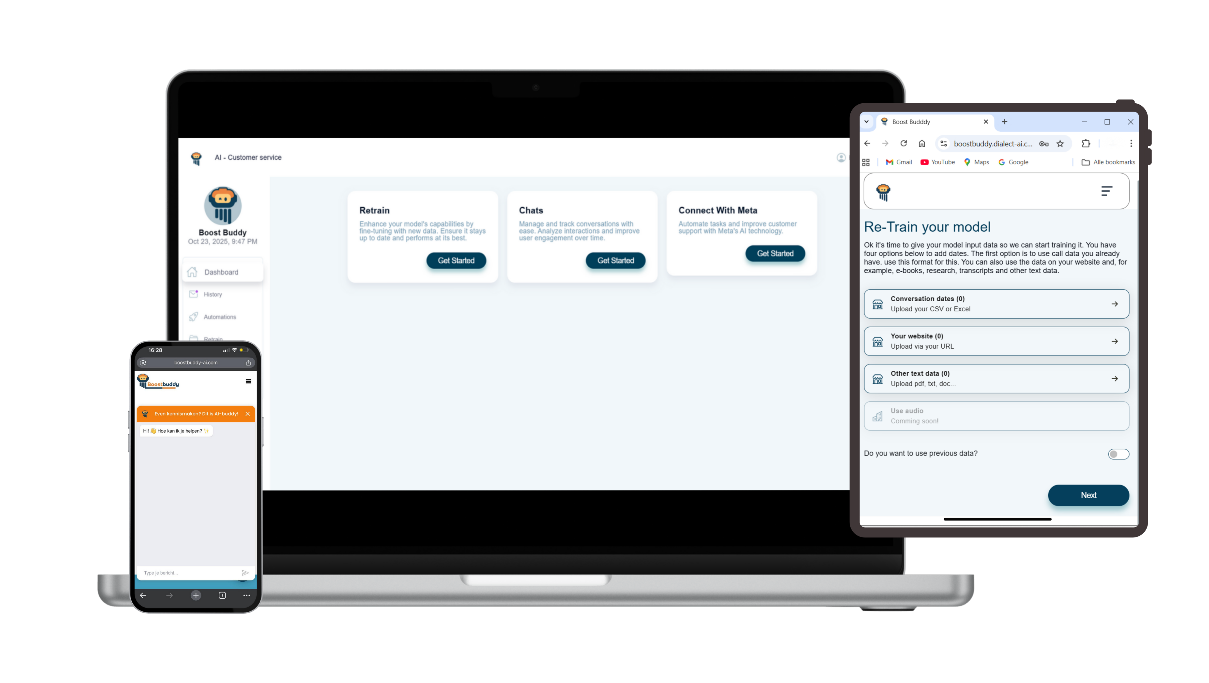 Boost buddy ai agent platform op verschillende devices
