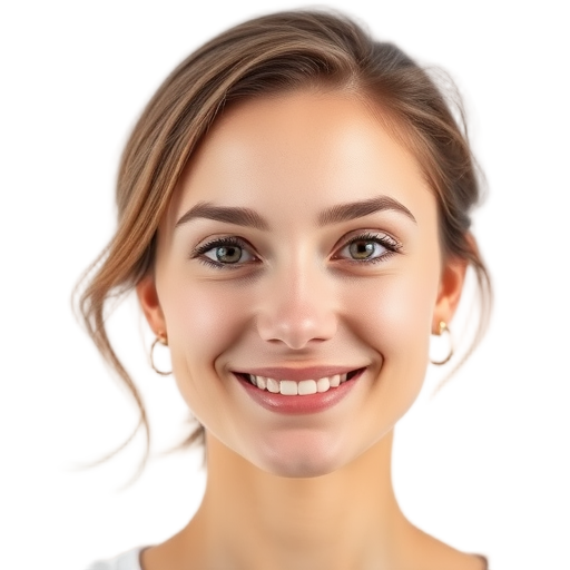 A person smiling to the camera with a white background looking like