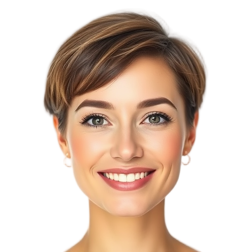 A person smiling to the camera with a white background looking like