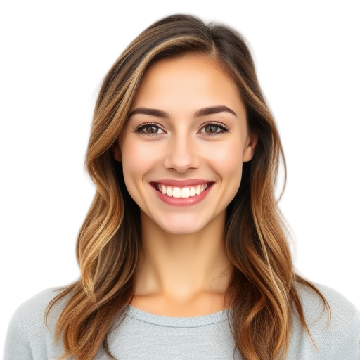 A person smiling to the camera with a white background looking like