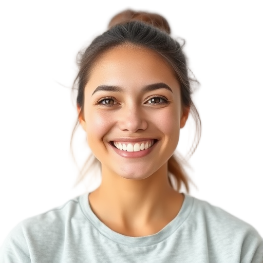 A person smiling to the camera with a white background looking like