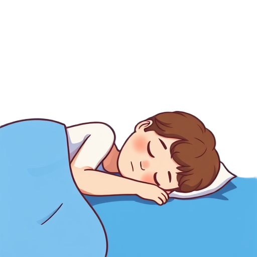 "peaceful sleeping person" "calm blue background" "soft pillow"