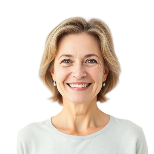 A person smiling to the camera with a white background looking like