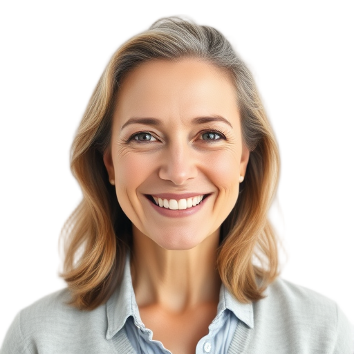 A person smiling to the camera with a white background looking like