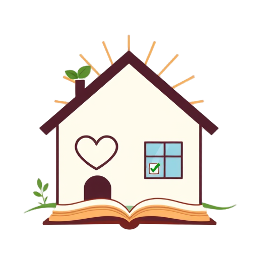 "House silhouette" "Heart symbol" "Leaf sprout" "Calm face" "Sun rays" "Open book" "Checklist" "Light bulb" "Clock timer"
