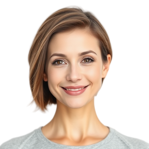 A person smiling to the camera with a white background looking like