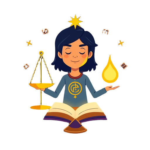 "mystical figure" "glowing gold" "alchemy symbols" "inner light" "balanced scales" "transformation aura" "ancient books" "peaceful expression"
