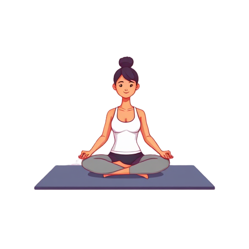 Vrouw in lotushouding op yogamat, ontspannen en kalm.