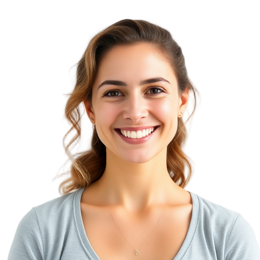 A person smiling to the camera with a white background looking like