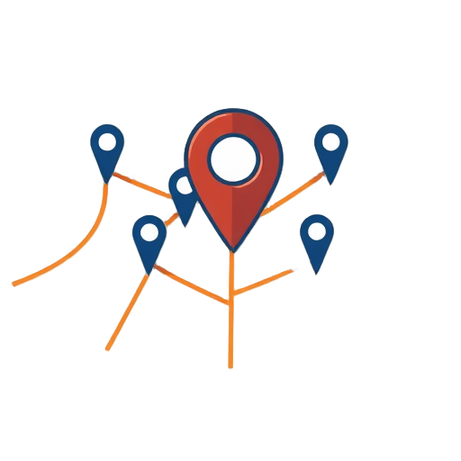 "map" "location pin" "network nodes" "people icons" "growth arrow"