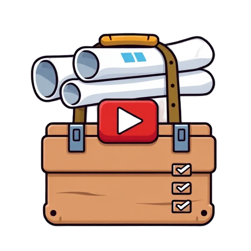 "stack of blueprints" "toolbox" "video play button" "house and garden" "checklist"