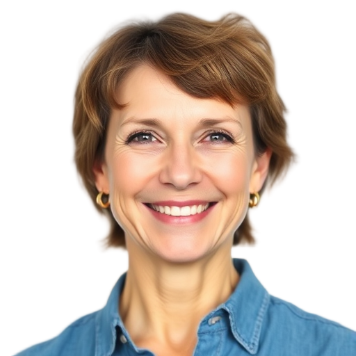 A person smiling to the camera with a white background looking like