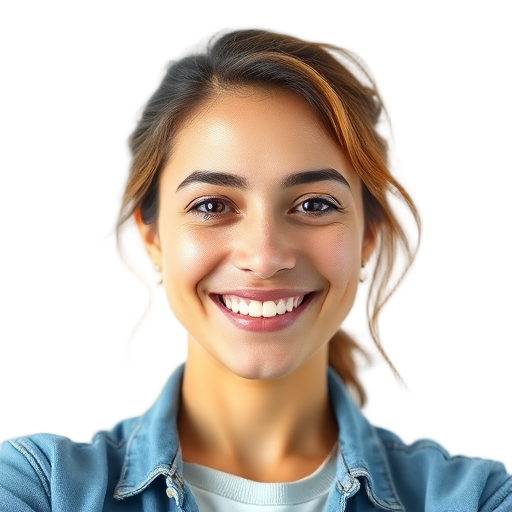 A person smiling to the camera with a white background looking like