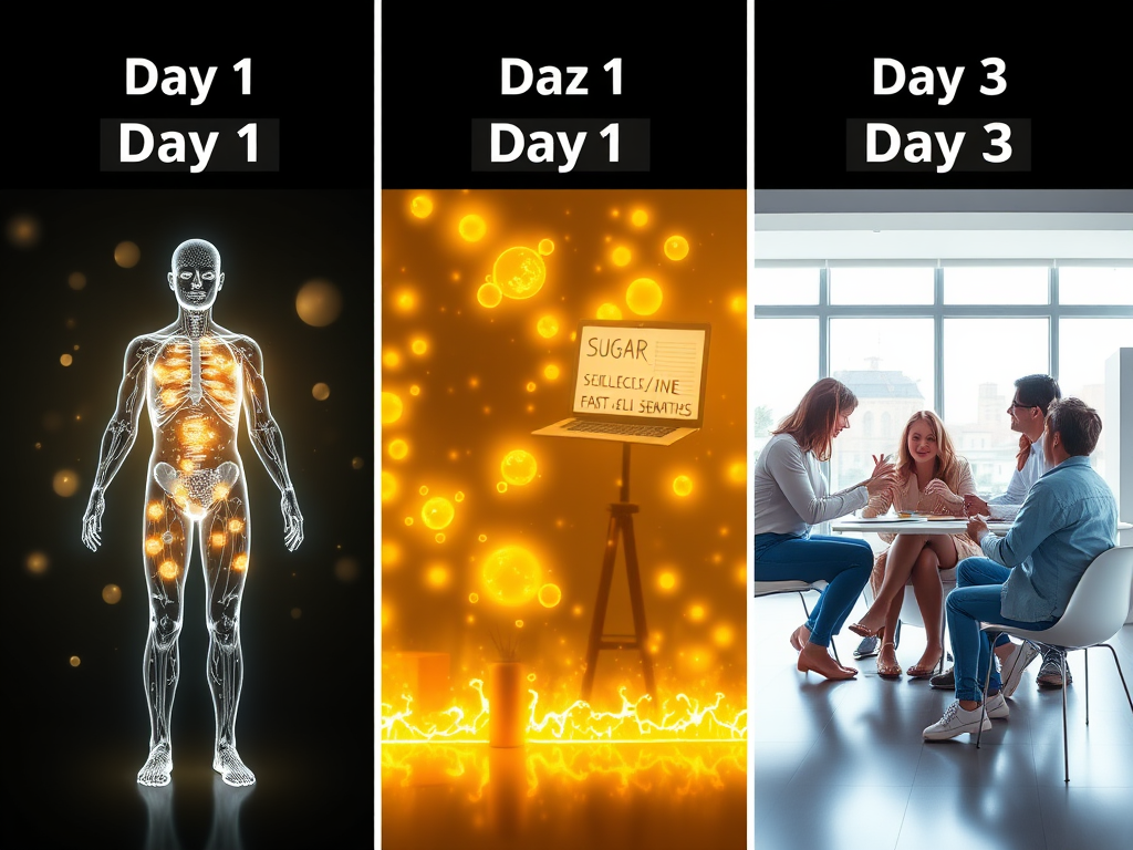 A dynamic triptych showing "Day 1