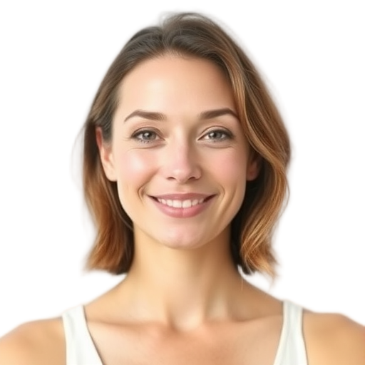 A person smiling to the camera with a white background looking like