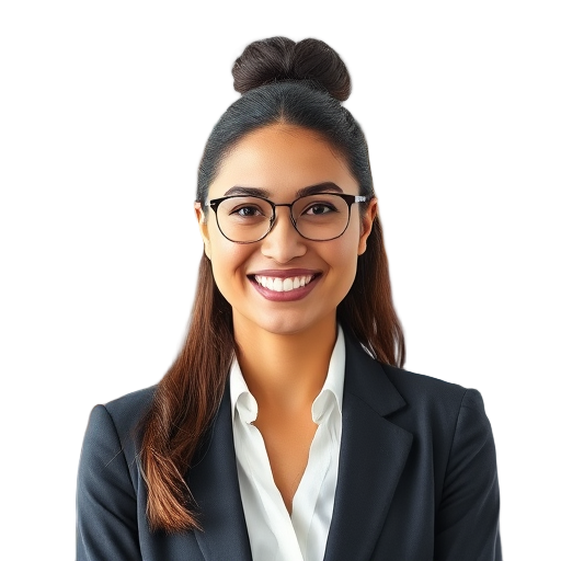 A person smiling to the camera with a white background looking like