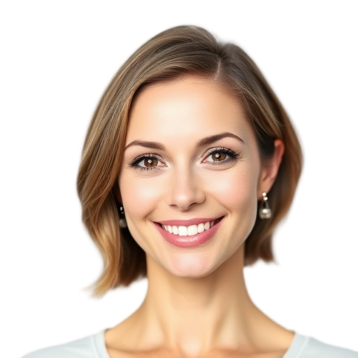 A person smiling to the camera with a white background looking like