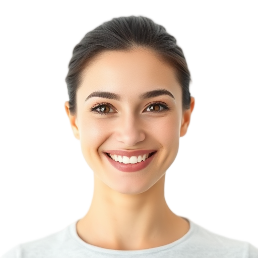 A confident person smiling to the camera with a white background looking like