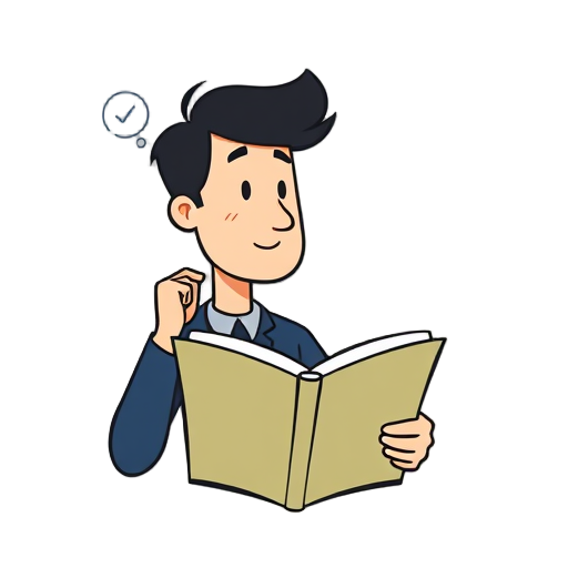 "person thinking" "open book" "checklist"