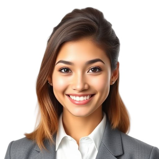 A person smiling to the camera with a white background looking like