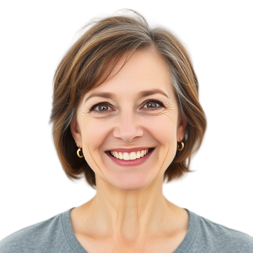 A person smiling to the camera with a white background looking like