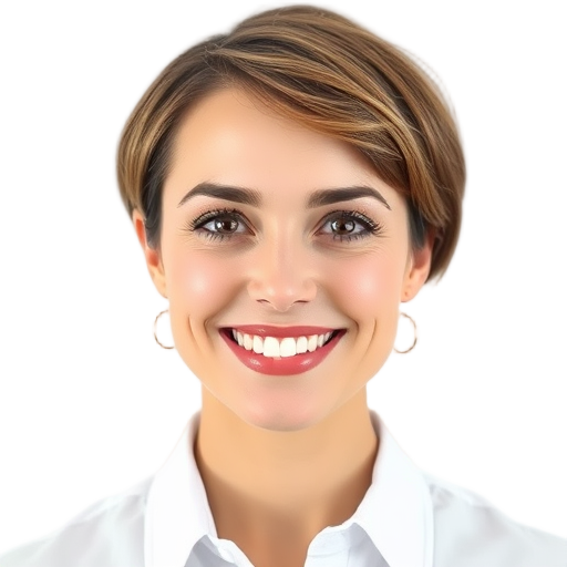 A person smiling to the camera with a white background looking like