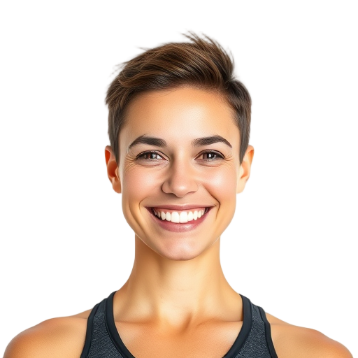 A person smiling to the camera with a white background looking like