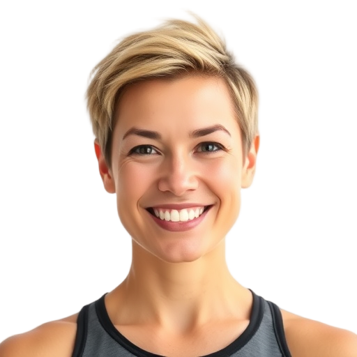 A person smiling to the camera with a white background looking like