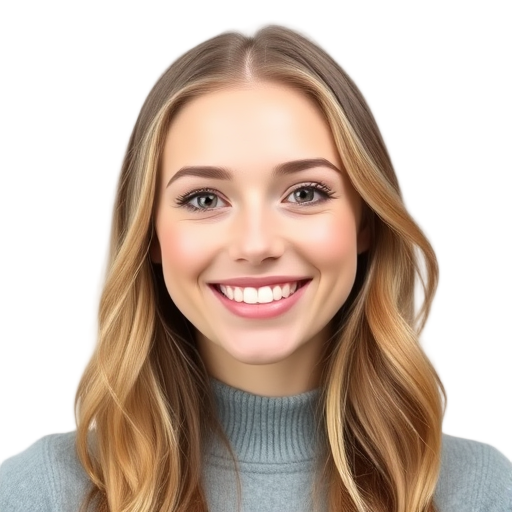 A person smiling to the camera with a white background looking like