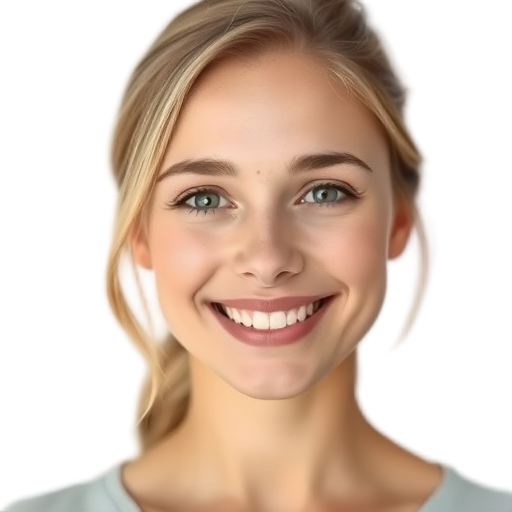 A person smiling to the camera with a white background looking like