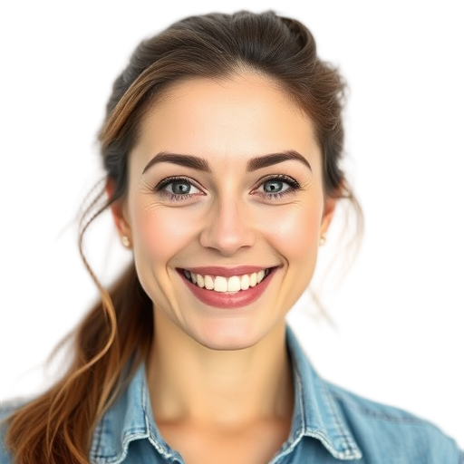 A person smiling to the camera with a white background looking like