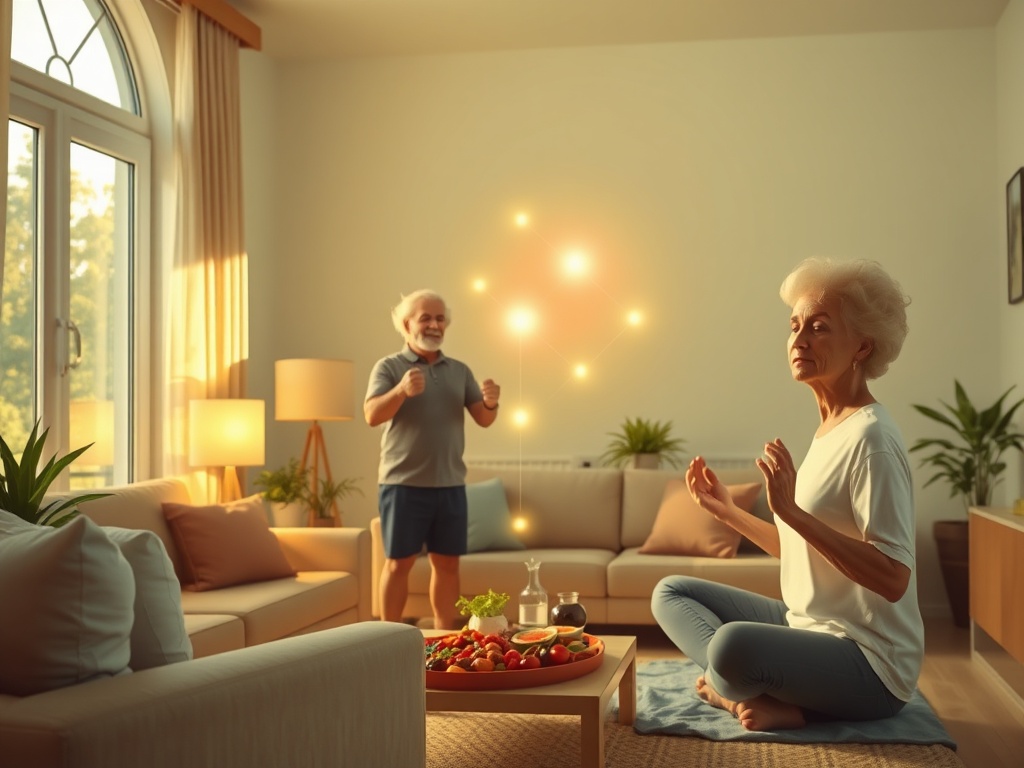 "A vibrant living-room scene for 50-plus adults
