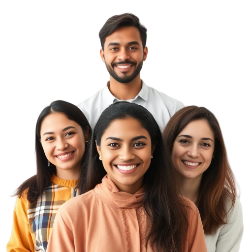 A person smiling to the camera with a white background looking like