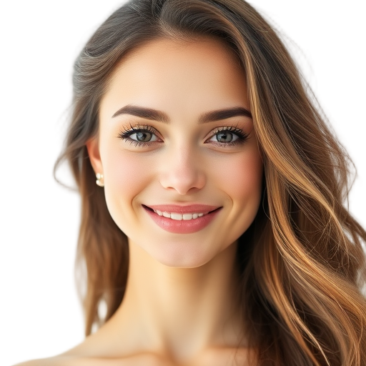 A woman smiling gently to the camera with a soft white background looking like
