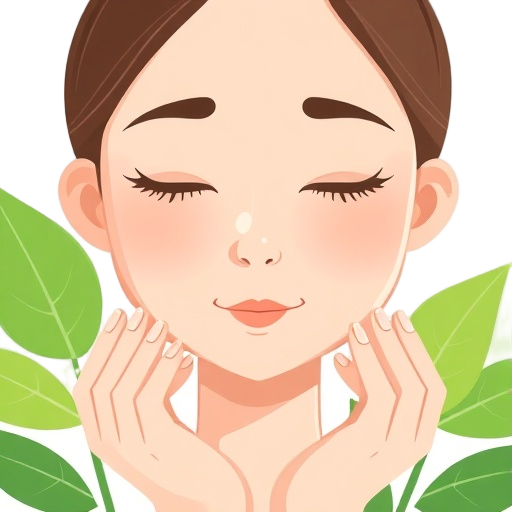 "calm face" "clear skin" "natural leaves" "gentle hands" "glowing light"