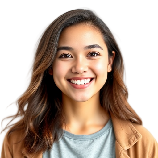 A person smiling to the camera with a white background looking like