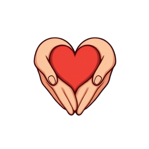 Carefully describe an image in great detail that needs to be generate, use quotes to split visual things. "two" "hands" "heart"