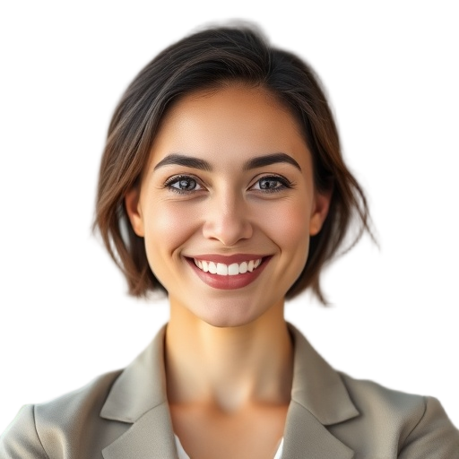 A person smiling to the camera with a white background looking like