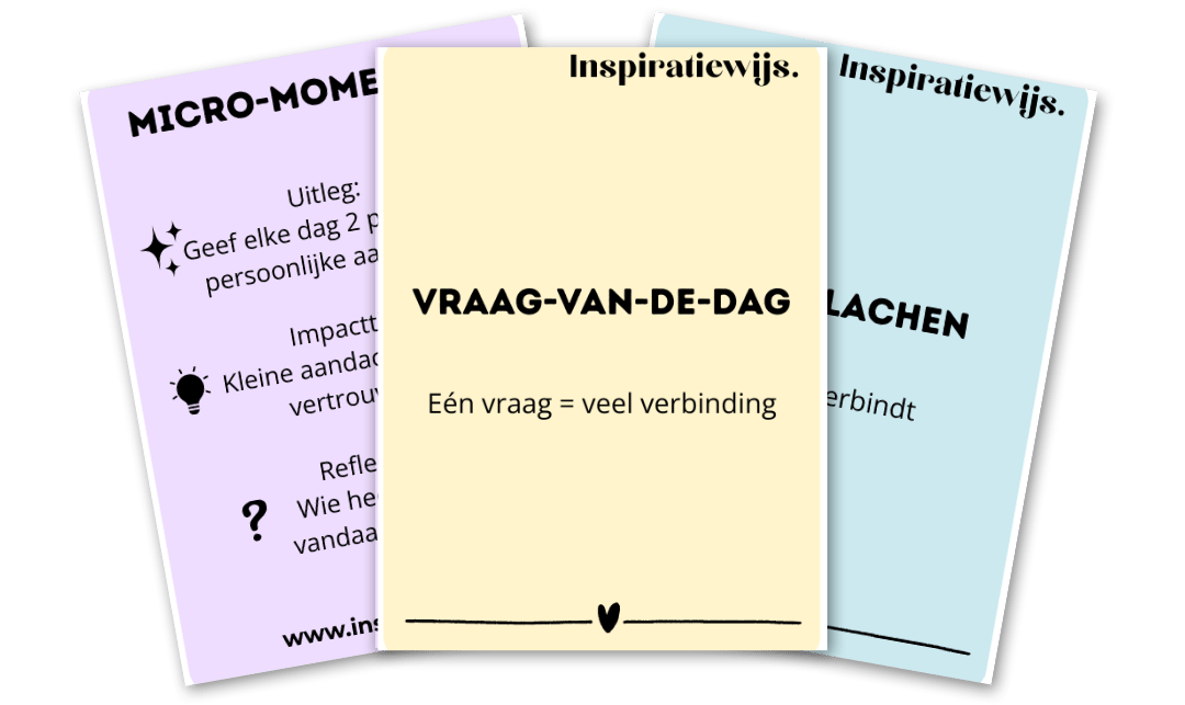 Kleine gebaren, groot effect. Breng rust, verbinding en plezier in je klas met deze printbare kaartenset van Inspiratiewijs.