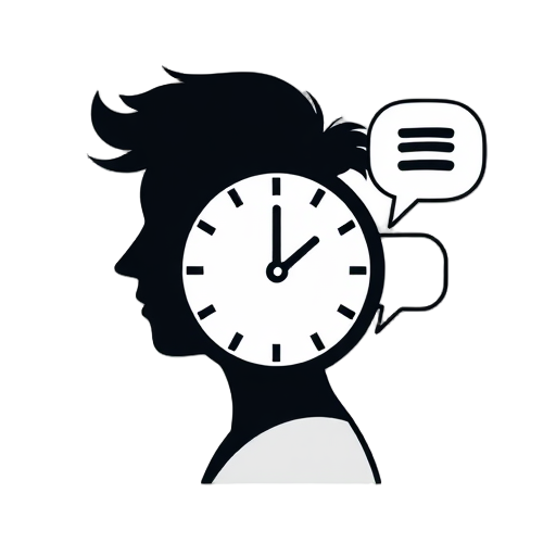 "Person silhouette" "Clock timer" "Speech bubble"