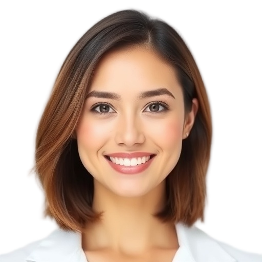 A person smiling to the camera with a white background looking like