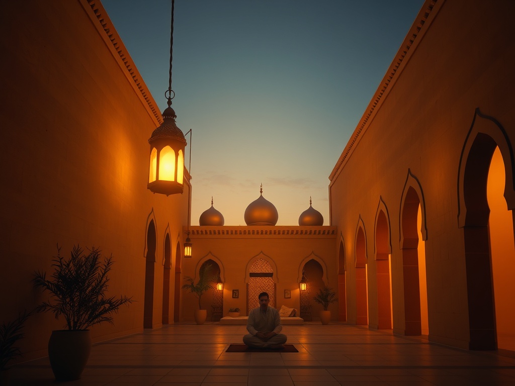"A serene Ramadan dawn scene