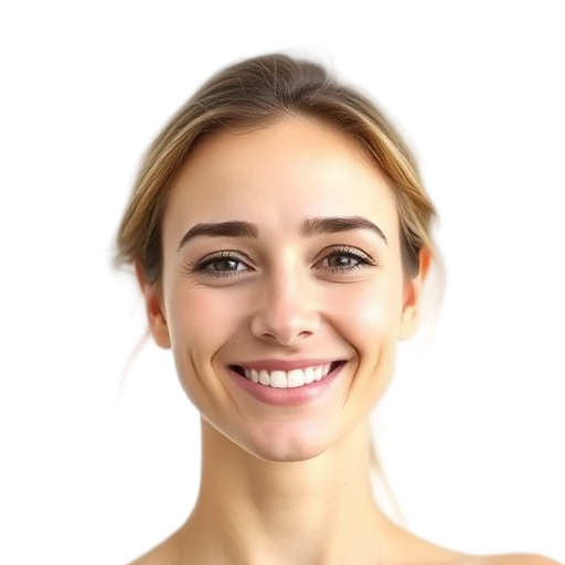 A person smiling to the camera with a white background looking like